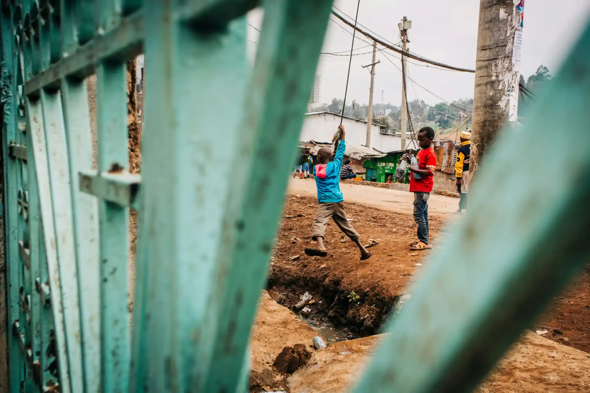 Children playing in an East African neighbourhood